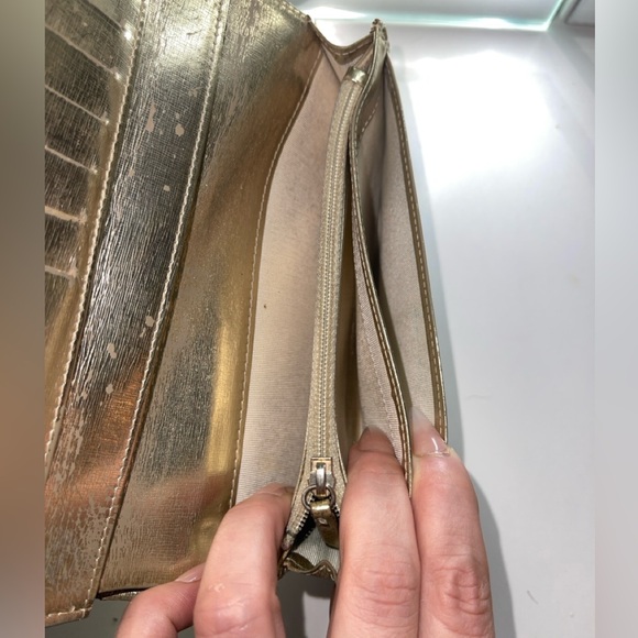 Chanel Wallet Timeless CC Metallic Gold Leather Long Flap Continental Yen Bifold - Picture 14 of 17